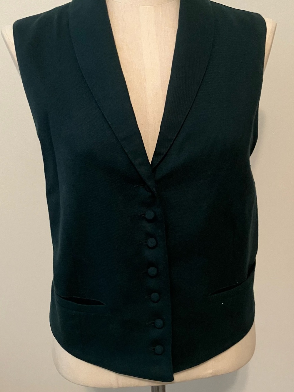 VTG Carroll Reed Green Wool Vest 8 Women’s Suiting Preppy Adjustable Buttons